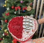 Kalp içerisinde çiçekler, Kinder, Nutella ve Raffaello çikolatalarının aşkı