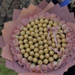Pembe Gül ve Ferrero Rocher Çikolata Buketi